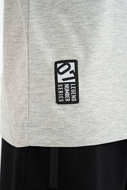 Grey Melange Minimal Print Standard Fit O Collar Boys T-Shirt - 11132