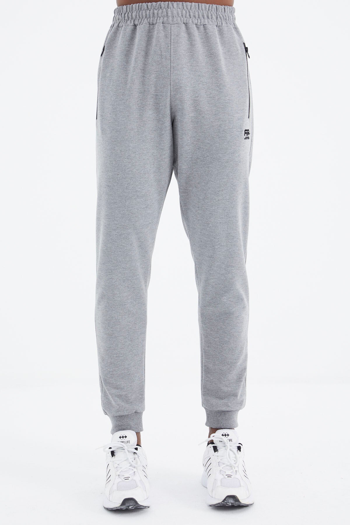 Myron Grey Melange Round Neck Men's Tracksuit Set - 85234