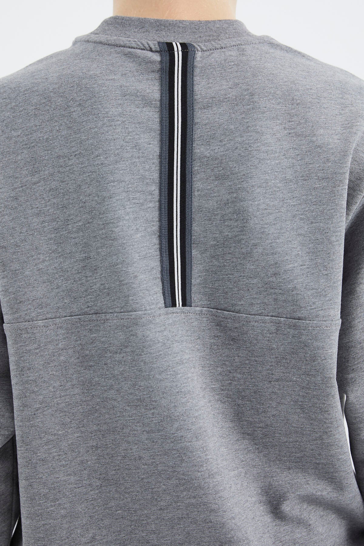 Grey Melange Round Neck Boys' Sweatshirt - 11178