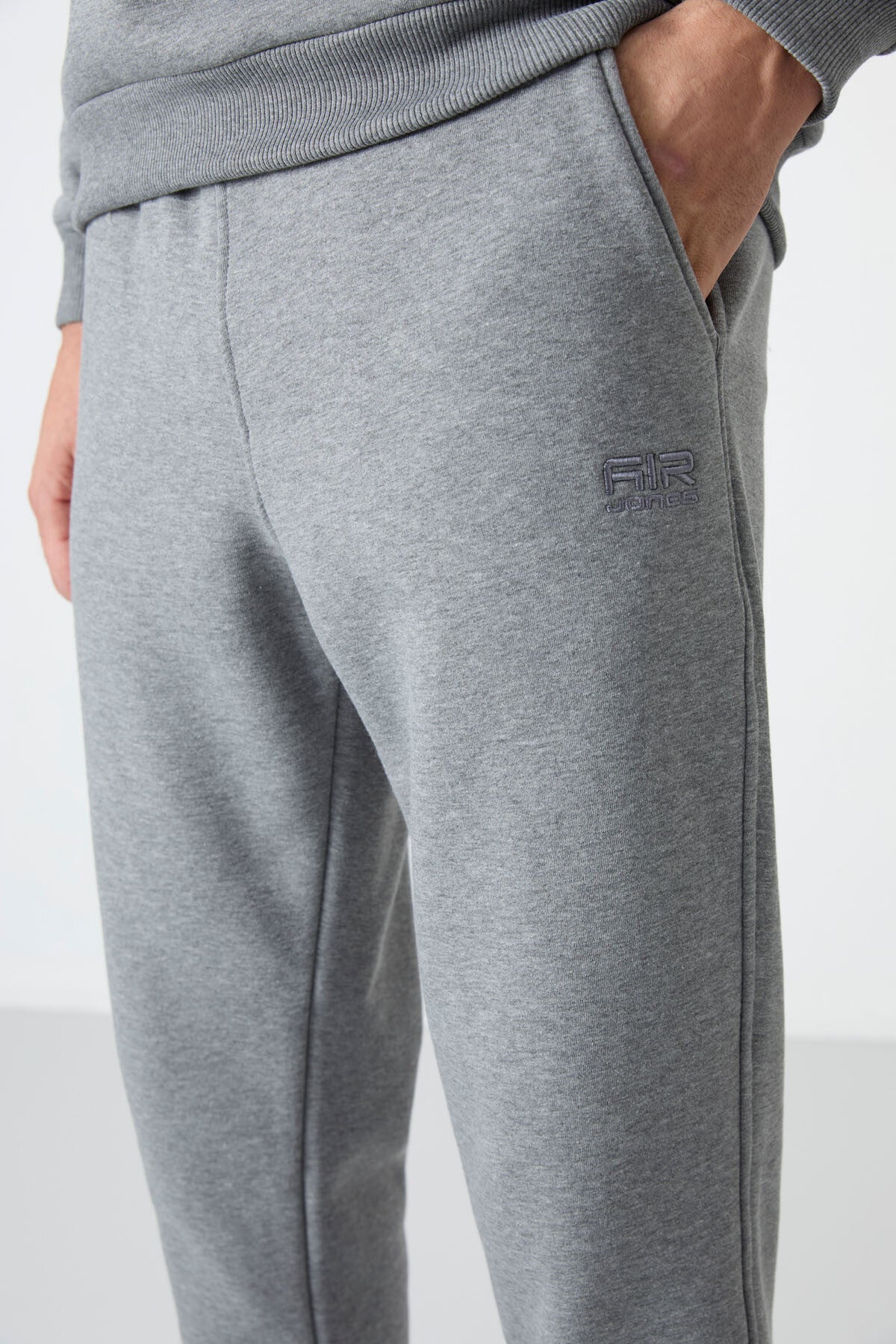 Andy Grey Melange Hooded Men's Tracksuit Set - 85190