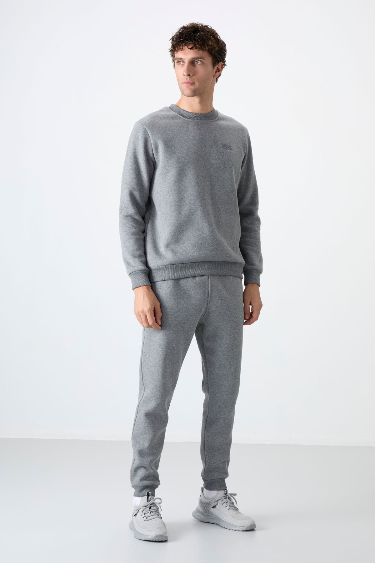 Andy Grey Melange Hooded Men's Tracksuit Set - 85190