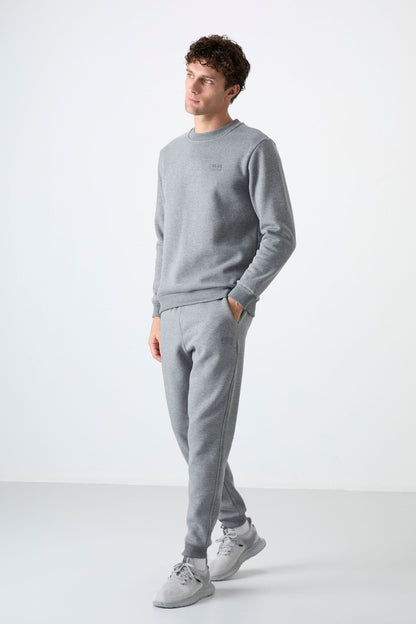 Andy Grey Melange Hooded Men's Tracksuit Set - 85190