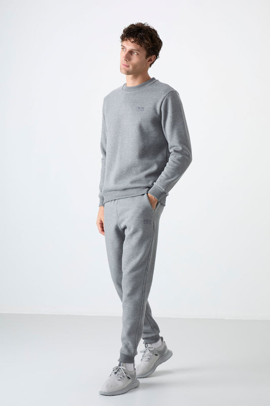 Andy Grey Melange Hooded Men's Tracksuit Set - 85190