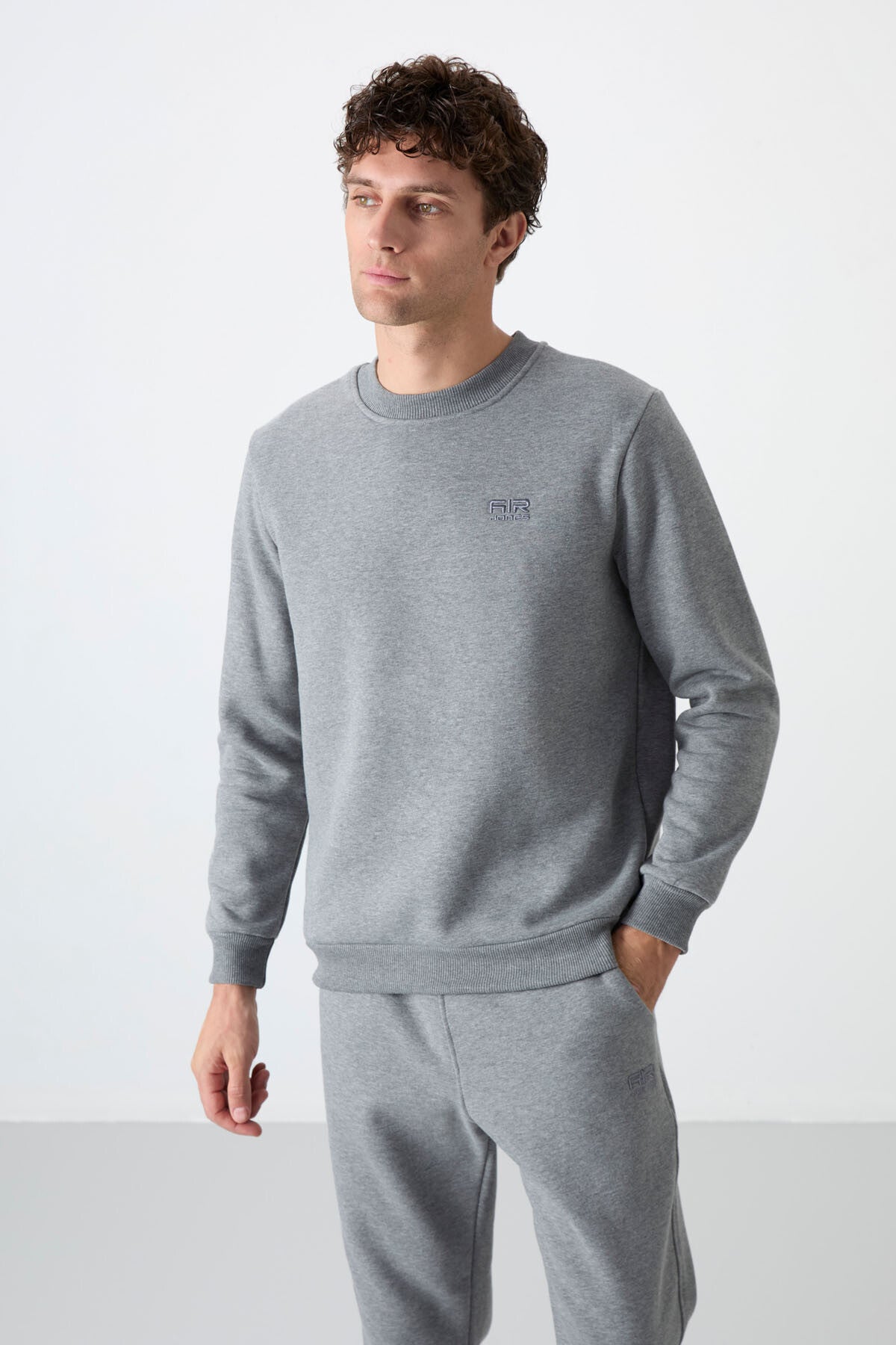 Andy Grey Melange Hooded Men's Tracksuit Set - 85190