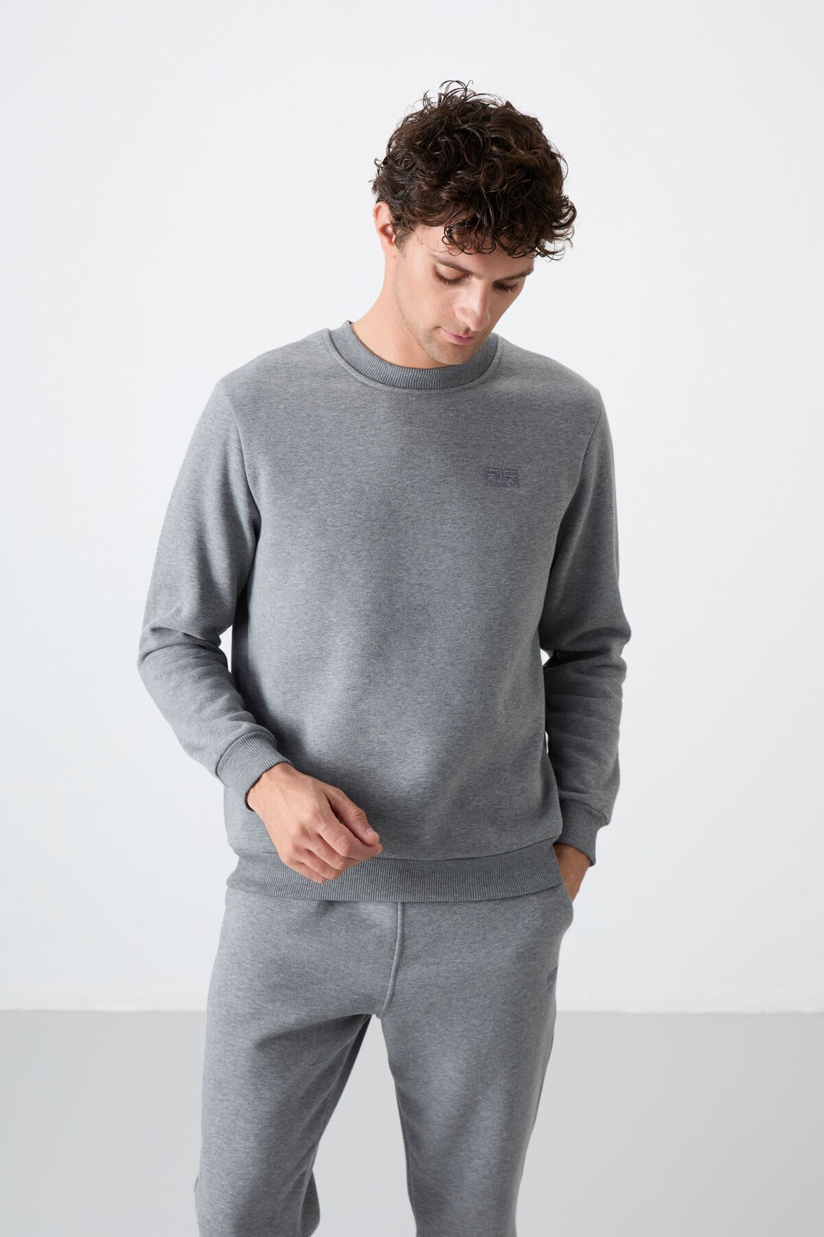 Andy Grey Melange Hooded Men's Tracksuit Set - 85190