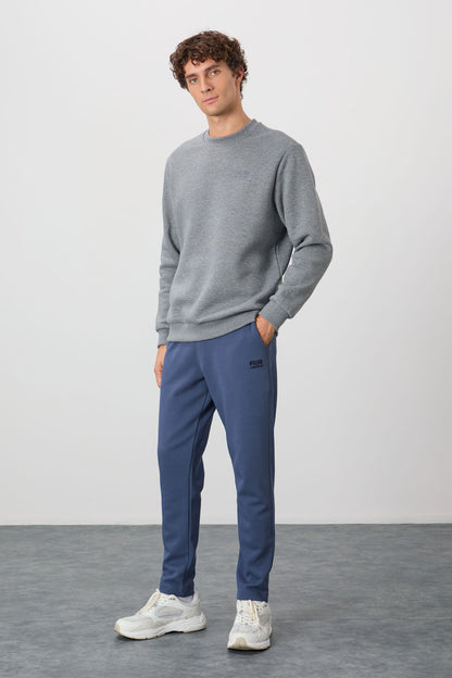 Omar Grey Melange Sherpa Lined Men's Sweatshirt - 88137