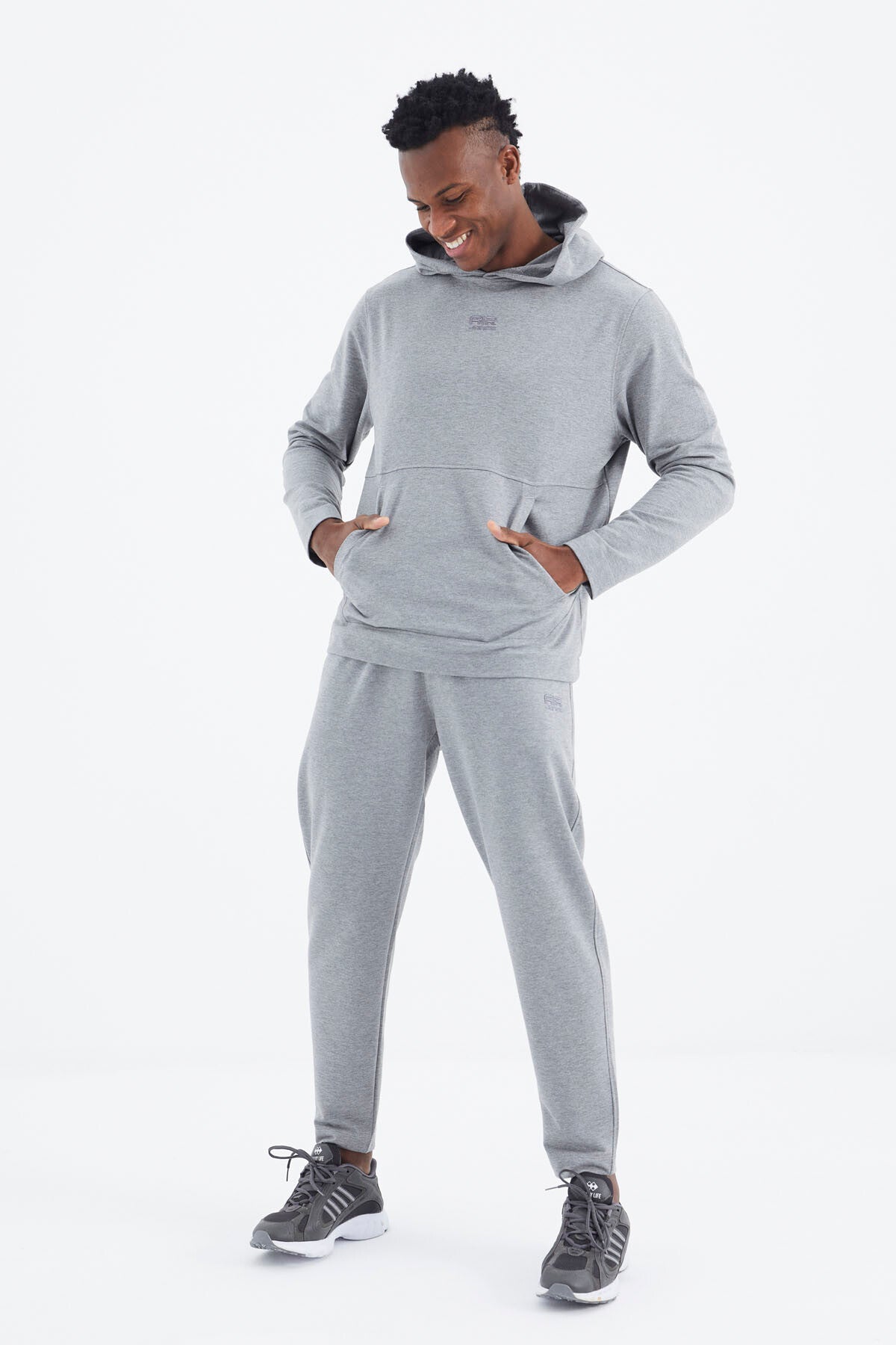 Rex Gray Melange Basic Men's Tracksuit Set - 85232