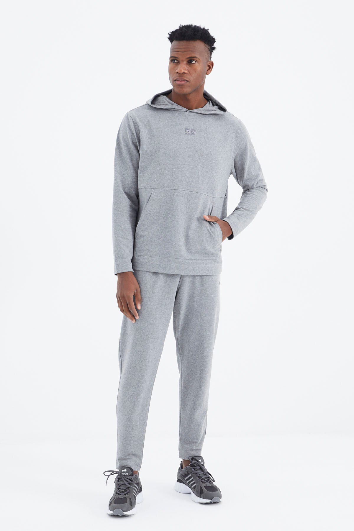 Rex Gray Melange Basic Men's Tracksuit Set - 85232