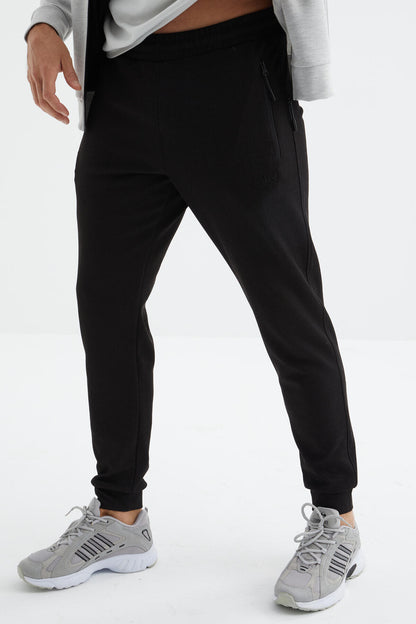 Hugo Gray Melange - Black Jogger Men's Tracksuit Set - 85198