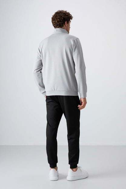 Hugo Gray Melange - Black Jogger Men's Tracksuit Set - 85198