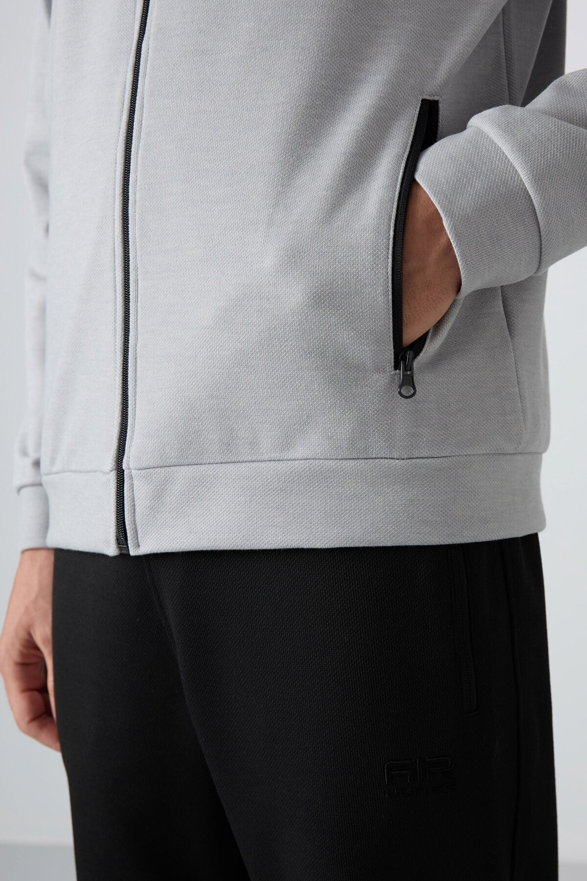 Hugo Gray Melange - Black Jogger Men's Tracksuit Set - 85198