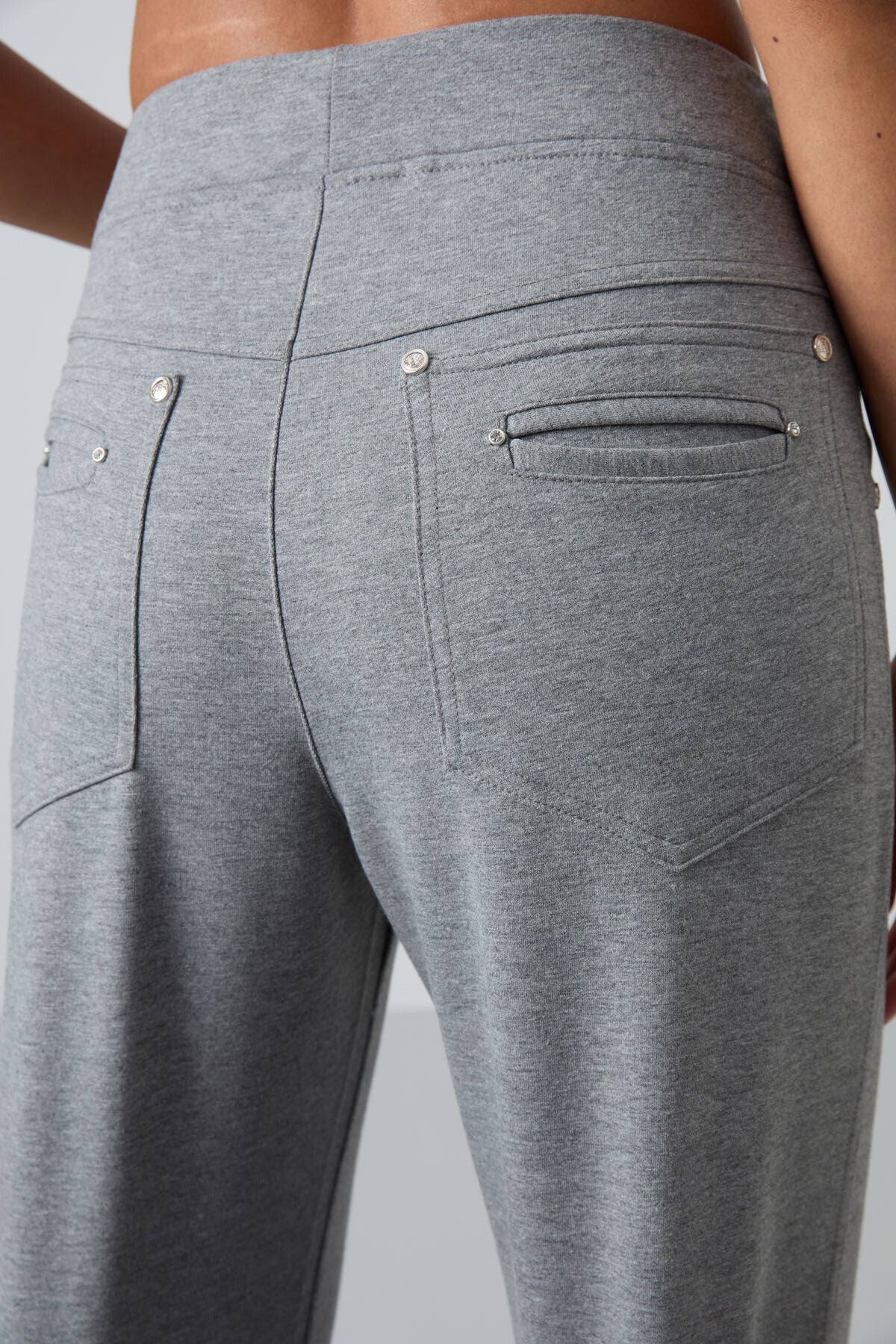 Gray Melange Detailed Elastic Waist Classic Pants Women's Tracksuit Bottom - 94007