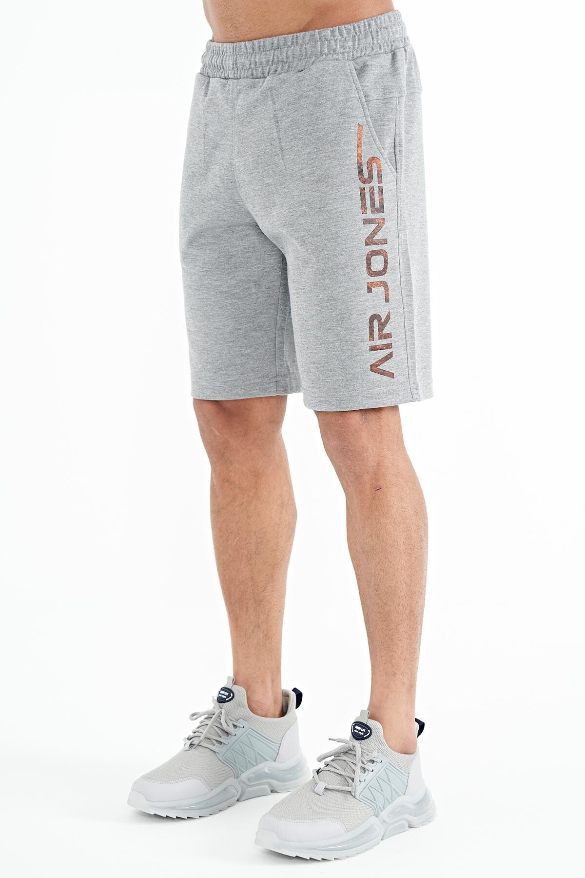Alva Gray Melange Printed Men's Shorts - 81245