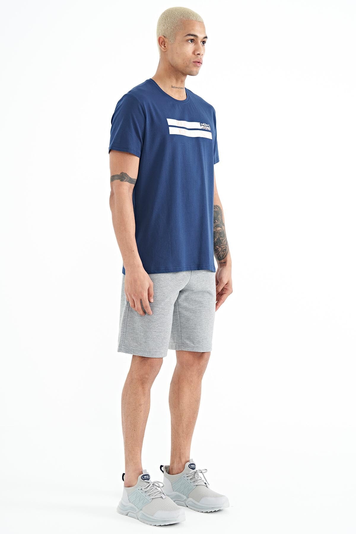 Alva Gray Melange Printed Men's Shorts - 81245
