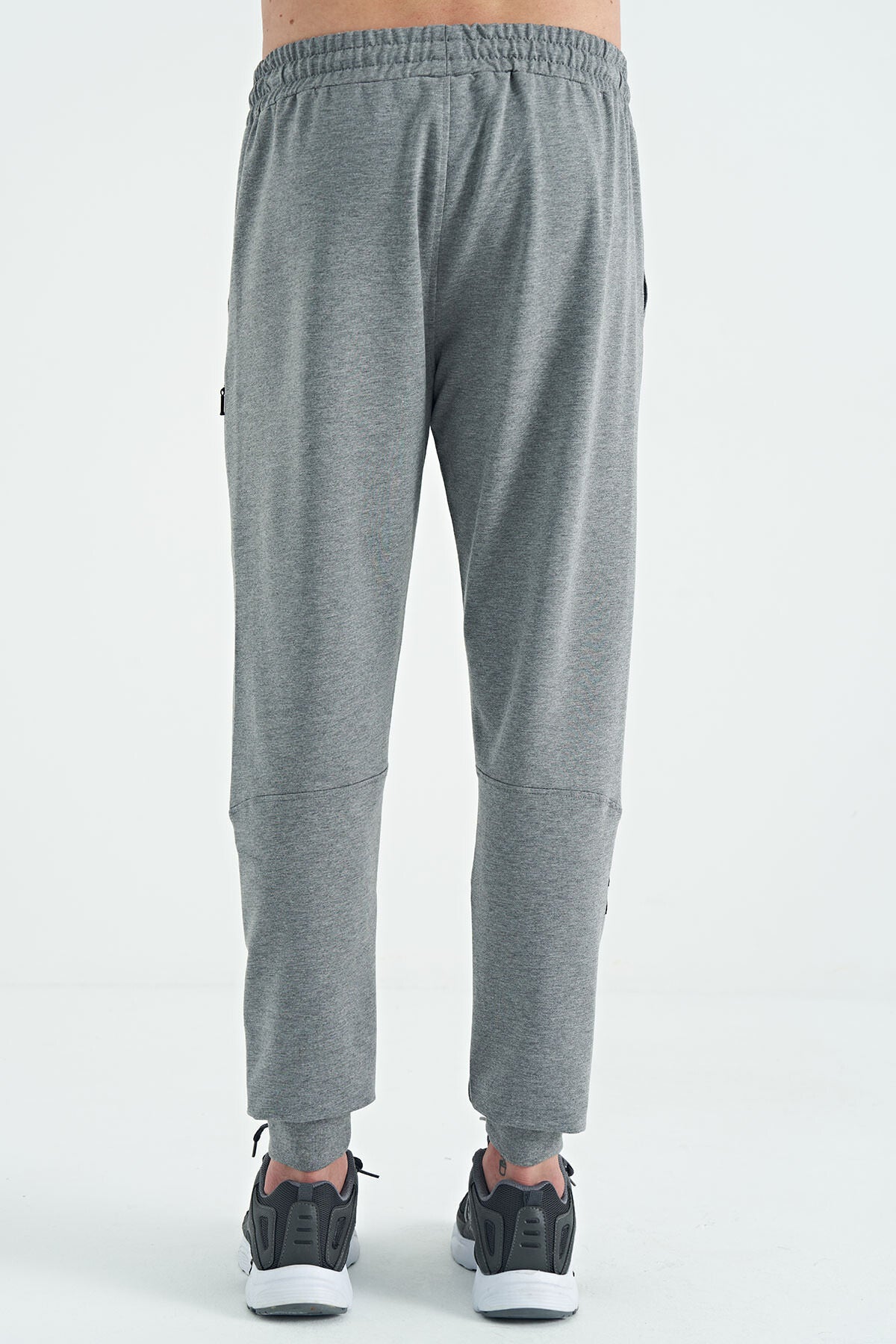 Grey Melange Embroidered Detailed Standard Fit Men's Jogger Tracksuit Bottom - 84960