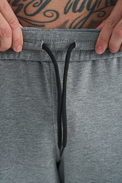 Grey Melange Embroidered Detailed Standard Fit Men's Jogger Tracksuit Bottom - 84960