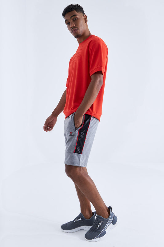 Gray Melange Striped Standard Fit Men's Shorts - 81148
