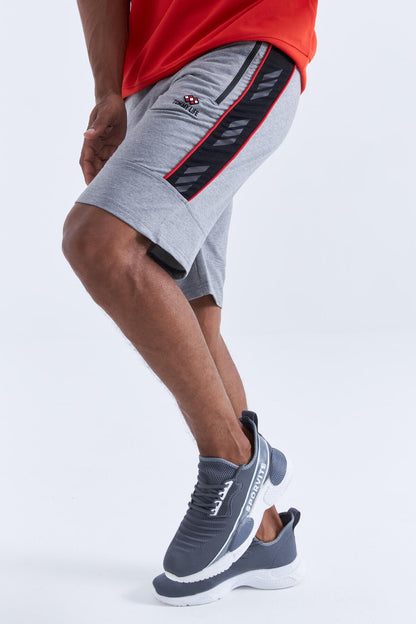 Gray Melange Striped Standard Fit Men's Shorts - 81148