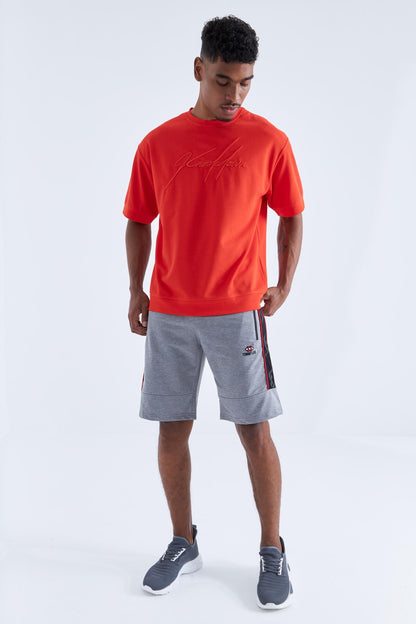Gray Melange Striped Standard Fit Men's Shorts - 81148