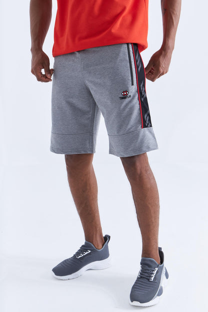 Gray Melange Striped Standard Fit Men's Shorts - 81148