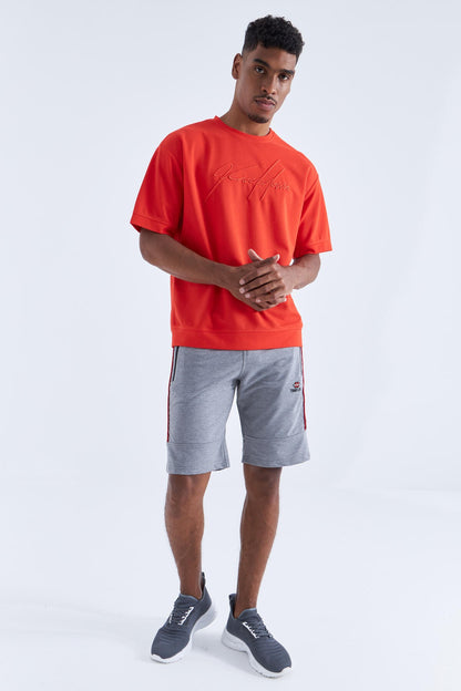 Gray Melange Striped Standard Fit Men's Shorts - 81148