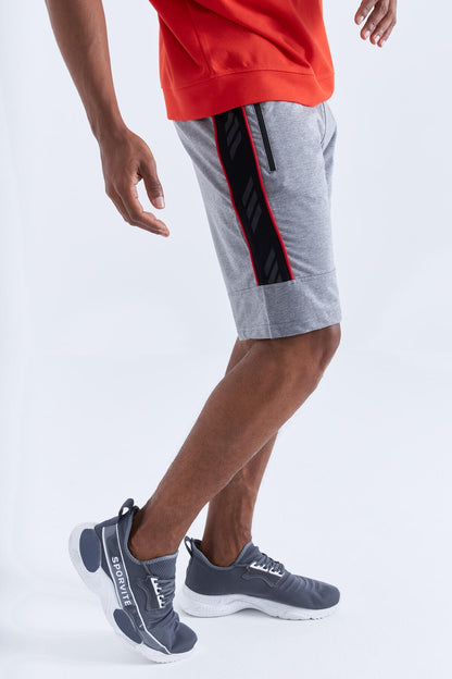 Gray Melange Striped Standard Fit Men's Shorts - 81148