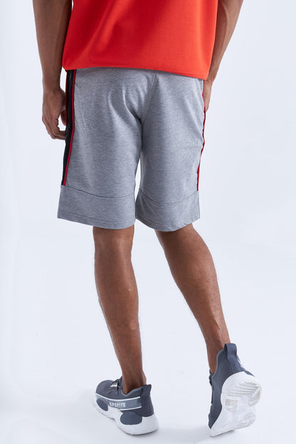 Gray Melange Striped Standard Fit Men's Shorts - 81148
