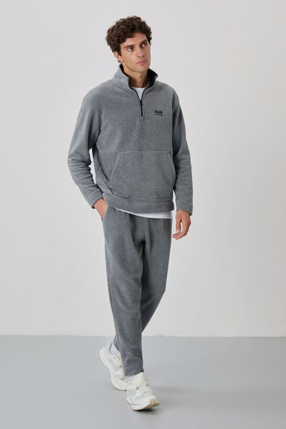 Carol Grey Melange Polar Men's Tracksuit Set - 85226