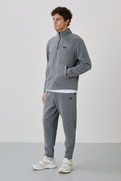 Carol Grey Melange Polar Men's Tracksuit Set - 85226