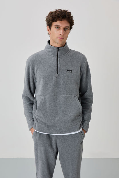 Carol Grey Melange Polar Men's Tracksuit Set - 85226