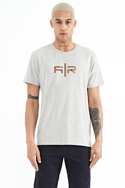 Boris Grey Melange Standard Cut Men's T-Shirt - 88206