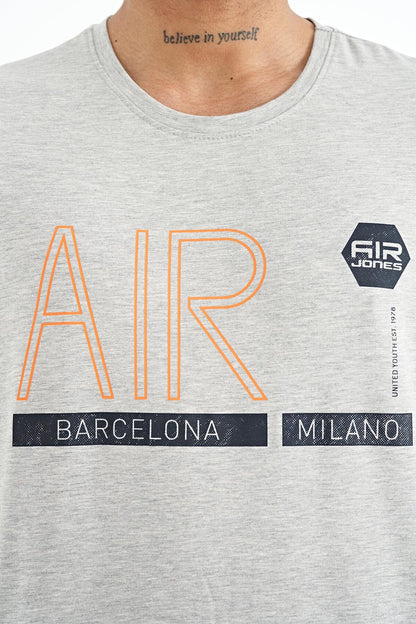 Conan Grey Melange Standard Fit Men's T-Shirt - 88209