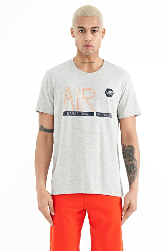 Conan Grey Melange Standard Fit Men's T-Shirt - 88209