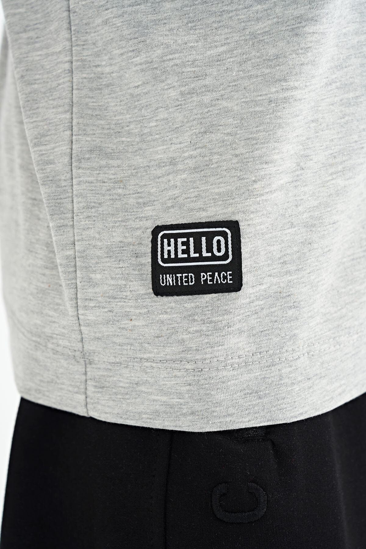 Grey Melange Print Color Block Standard Fit O Collar Boys T-Shirt - 11134