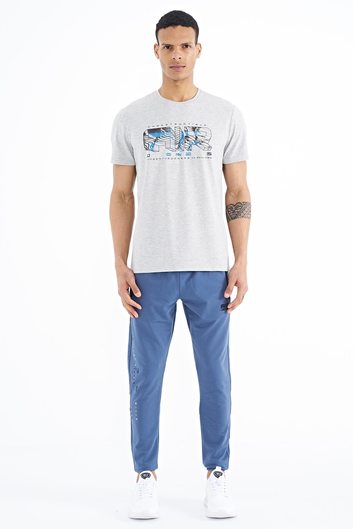 Oscar Grey Melange Standard Fit Men's T-Shirt - 88226