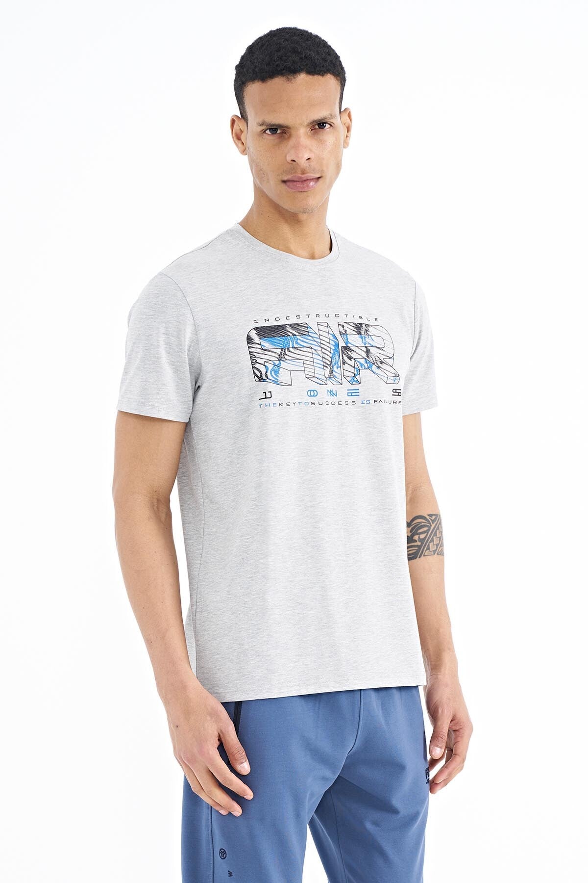 Oscar Grey Melange Standard Fit Men's T-Shirt - 88226