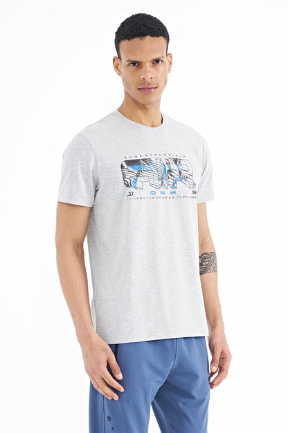 Oscar Grey Melange Standard Fit Men's T-Shirt - 88226