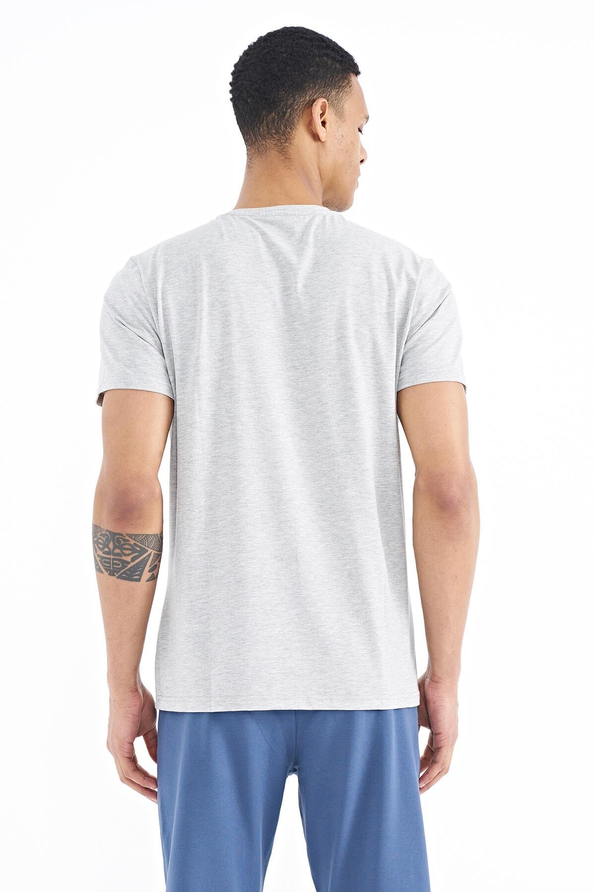 Oscar Grey Melange Standard Fit Men's T-Shirt - 88226