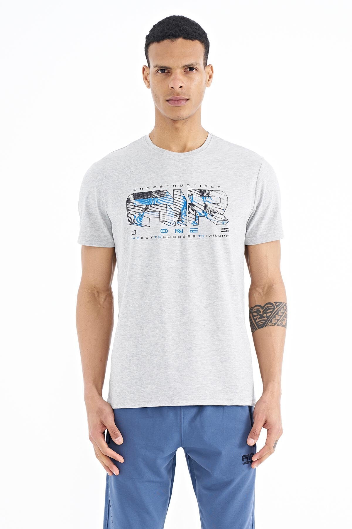 Oscar Grey Melange Standard Fit Men's T-Shirt - 88226