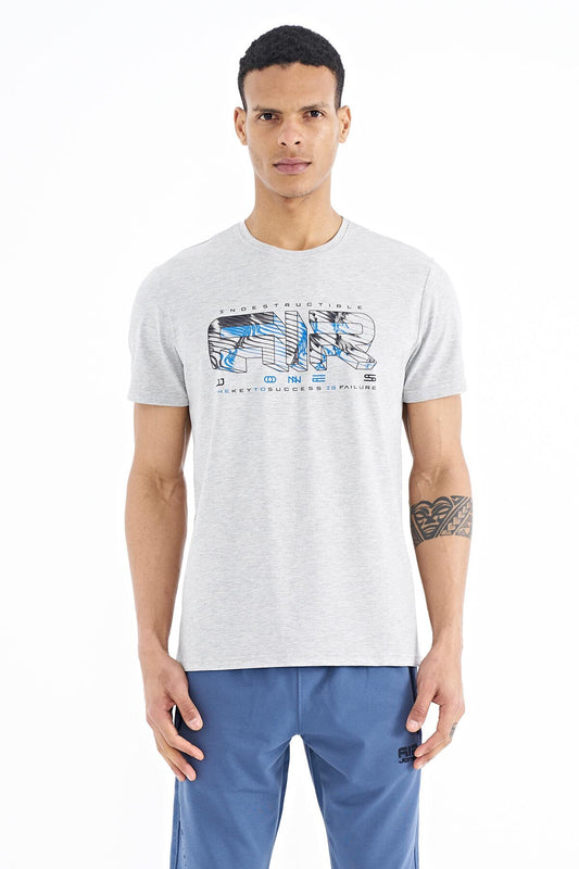 Oscar Grey Melange Standard Fit Men's T-Shirt - 88226