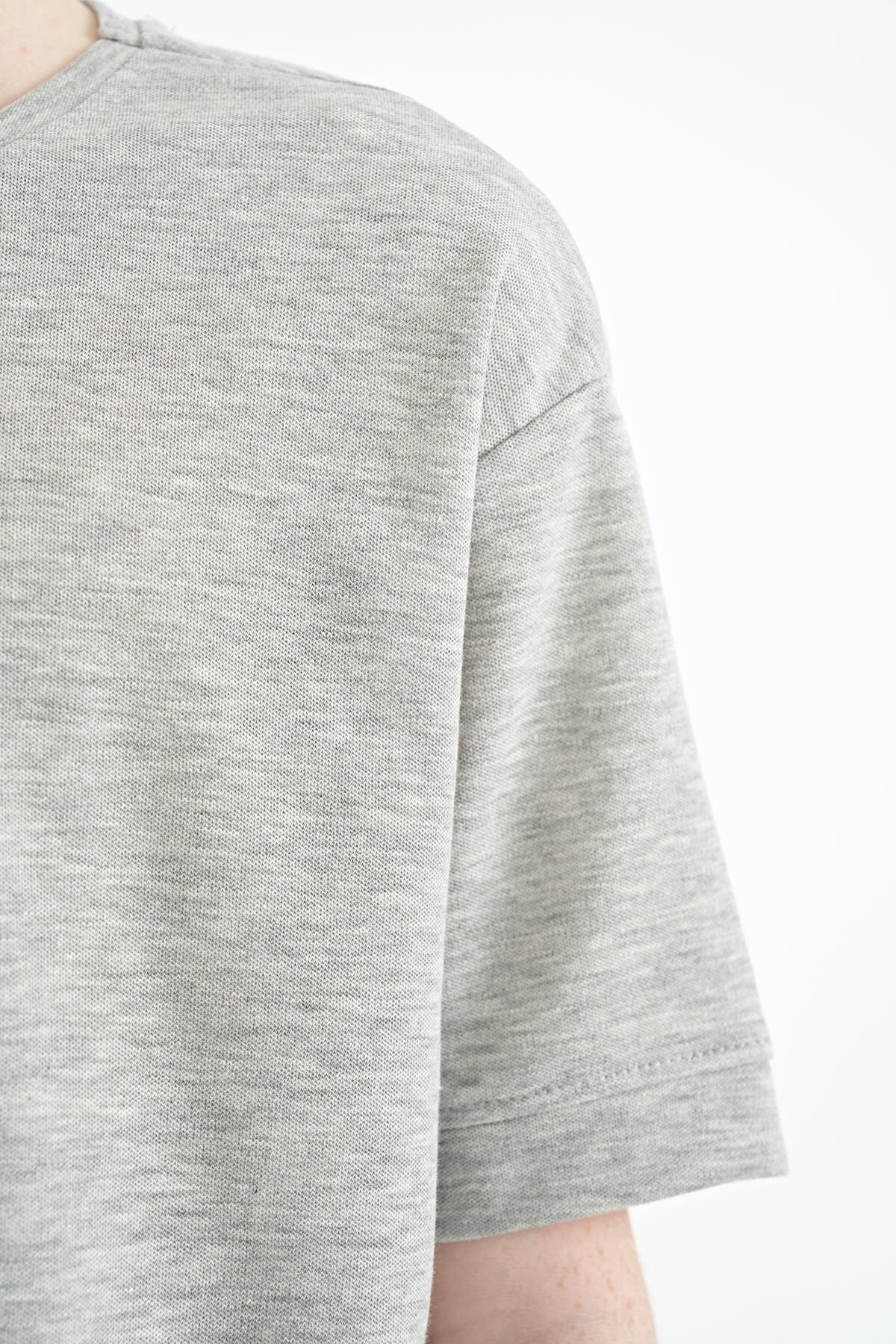 Grey Melange Print O Collar Oversize Boys T-Shirt - 11146