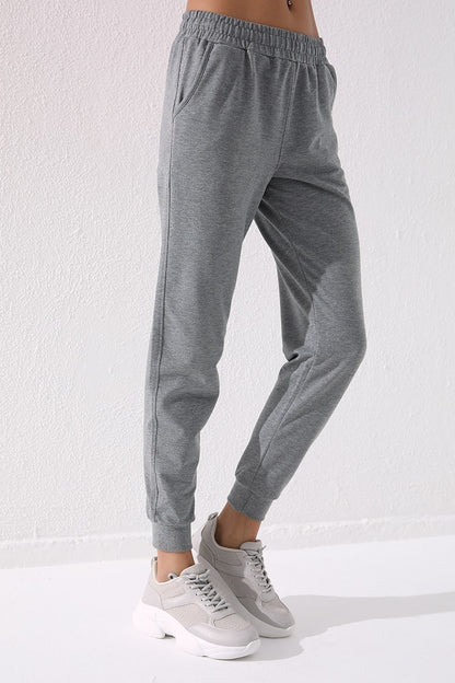 High Waist Jogger Comfort Fit Cuffed Women's Tracksuit Bottom - 94561