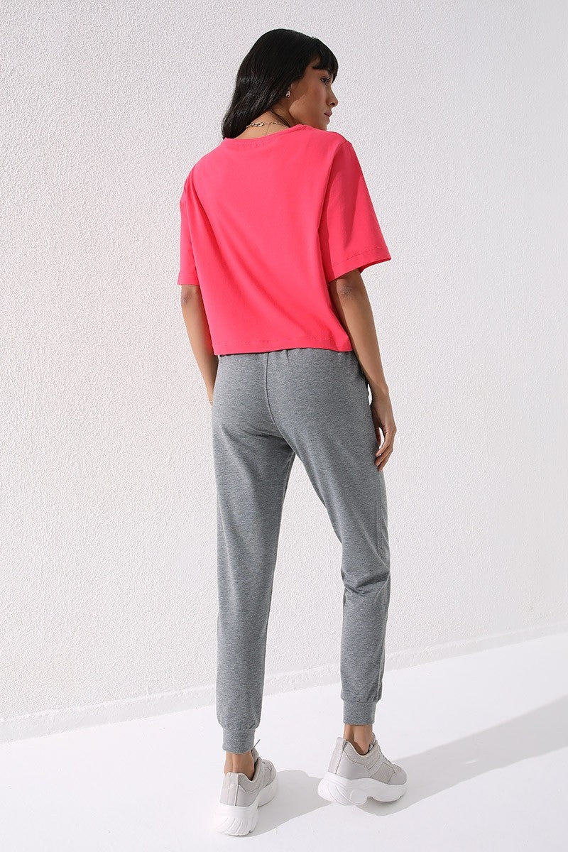 High Waist Jogger Comfort Fit Cuffed Women's Tracksuit Bottom - 94561