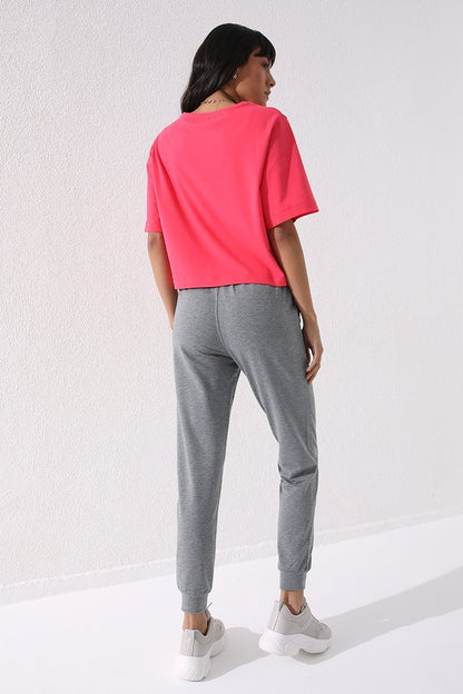 High Waist Jogger Comfort Fit Cuffed Women's Tracksuit Bottom - 94561