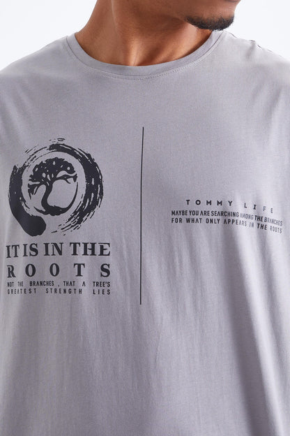 Minimal Grip Print O Collar Men's Oversize T-Shirt - 88096