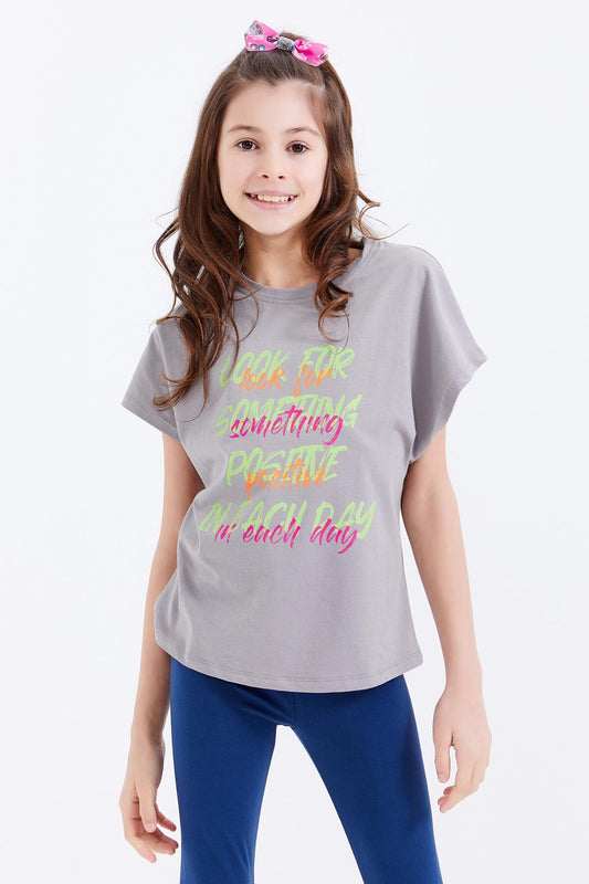 Girls' Oversize Colorful Print O Neck T-Shirt - 75029