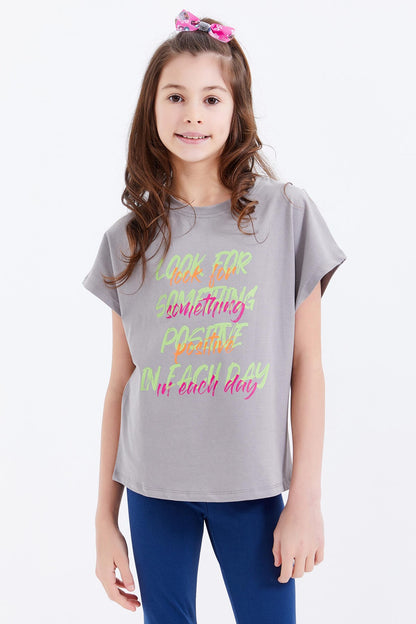 Girls' Oversize Colorful Print O Neck T-Shirt - 75029