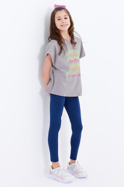 Girls' Oversize Colorful Print O Neck T-Shirt - 75029