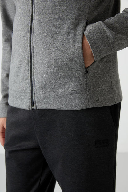 Bruce Gri - Black Straight Collar Men's Tracksuit Set - 85200