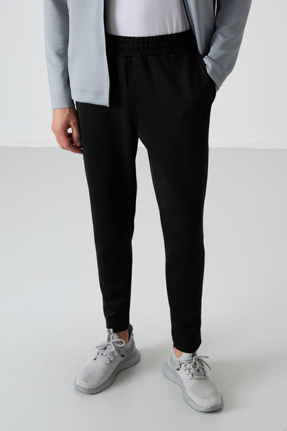 Black Gray - Black Scuba Fabric Men's Tracksuit Set - 85199